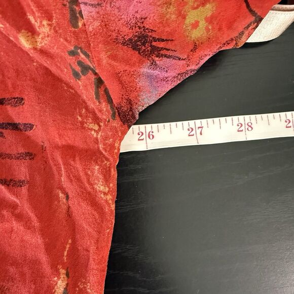 Chicos Womens Sz 1 M/8 Red Silk Asian Lantern Kimono Open Tie Front Blouse Top - Picture 10 of 12